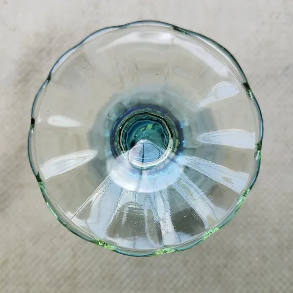 Set of 2 Bormioli Rocco Bahia Blue Green Footed Iced Tea Water Goblets 7 3/8" - Picture 6 of 6